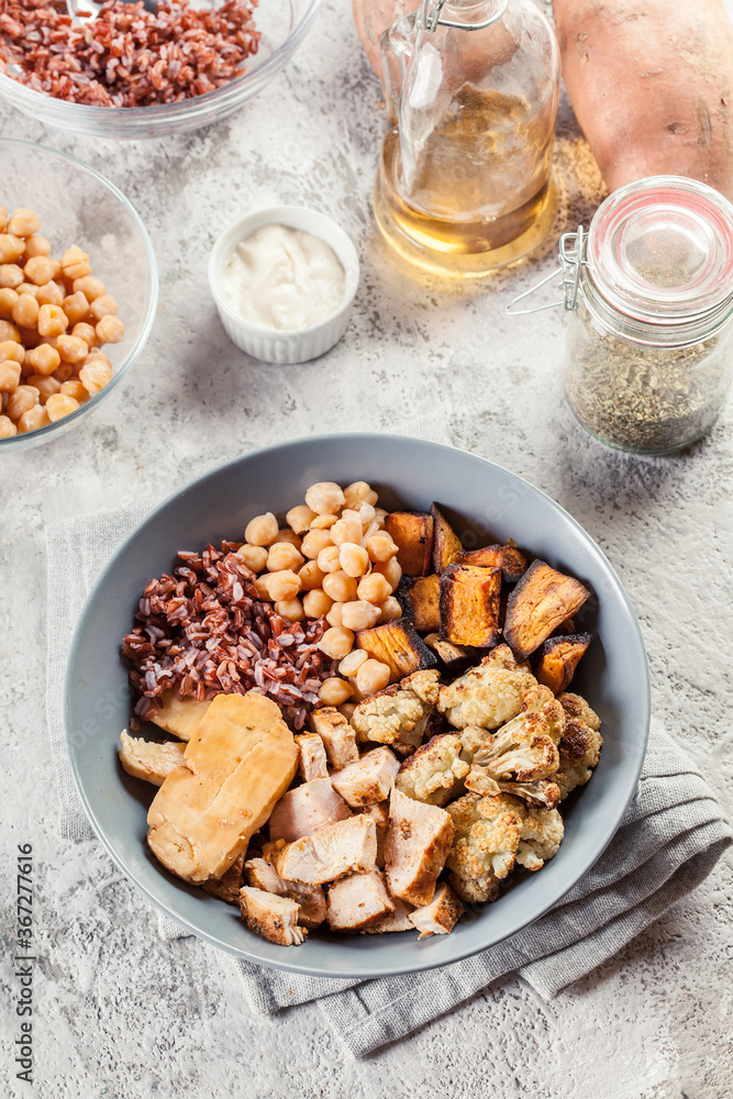Buddha bowl lunch with chicken and other Buddha bowl lunch with chicken and other