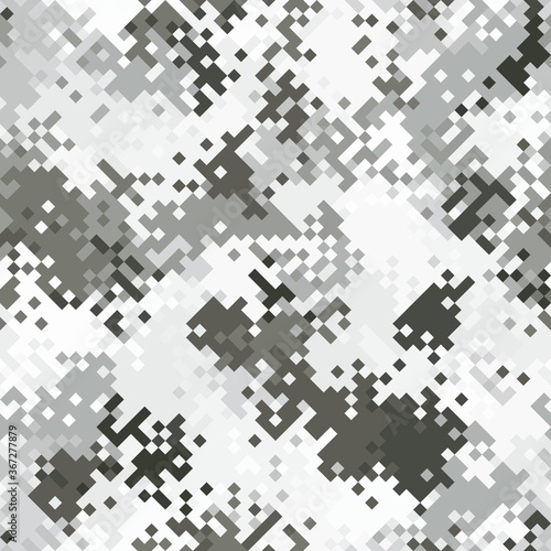 Seamless digital arctic pixel camo texture vector for army textile print