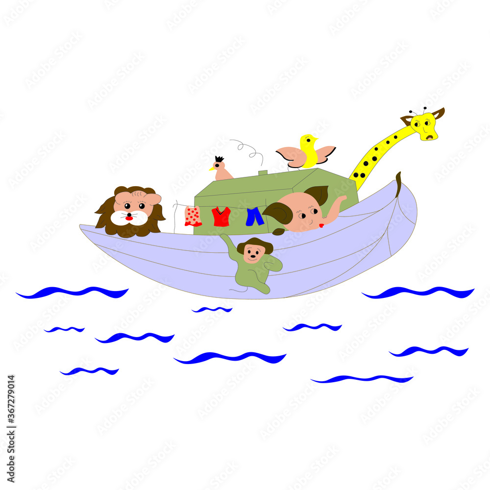 vectorel drawing pattern of cute animals navigating the sea.eps vectorel drawing pattern of cute animals navigating the sea.eps