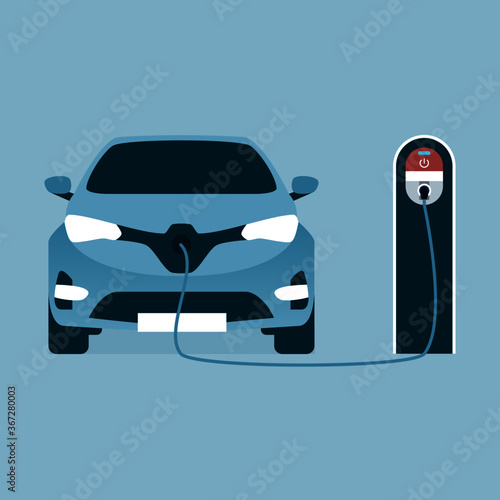 Charging an electric car at an EV charging station