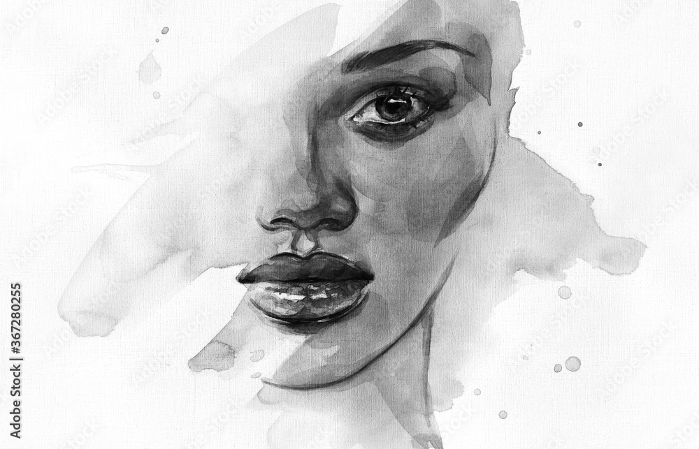 Fototapeta african american woman. illustration. watercolor painting
