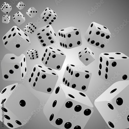 Vector illustration of white realistic game dice .Casino dices icon . vector illustration. 3D