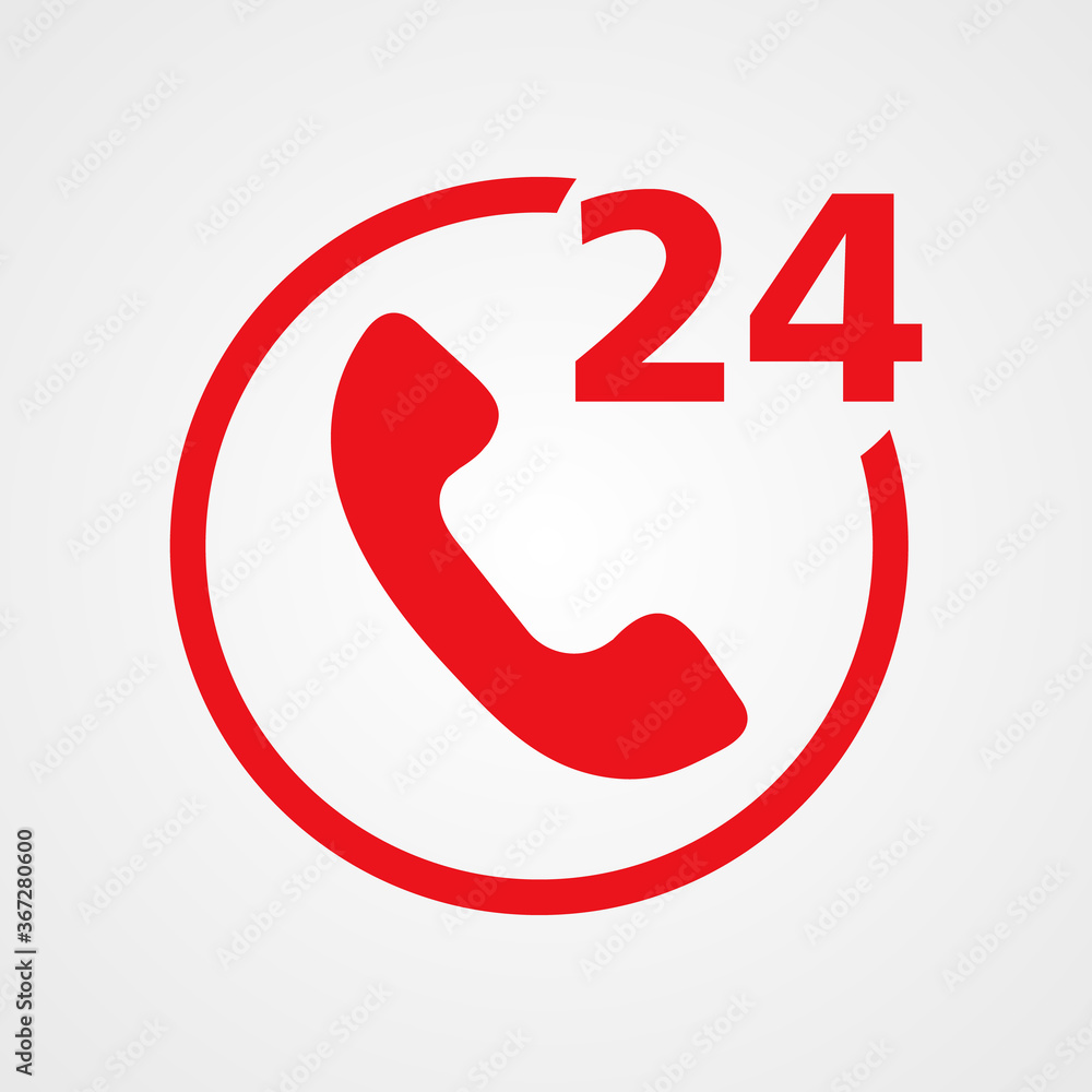 24 hours support icon, phone icon vector illustration 24 hours support icon, phone icon vector illustration
