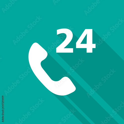 24 hours support icon, phone icon vector illustration