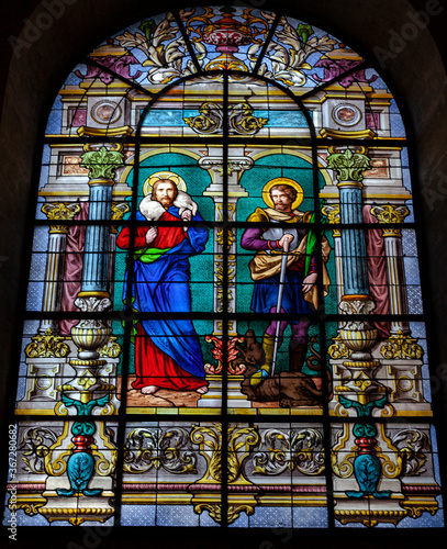 Stained glass window of Notre Dame in Versailles