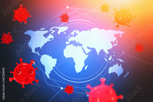 World map and covid 19 sketch