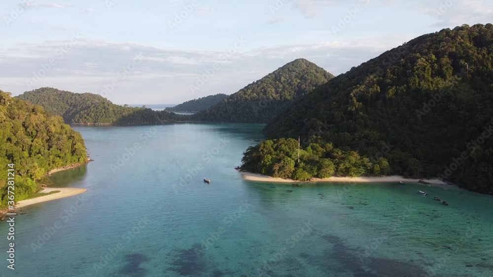 Chong Khat Bay panoramic aerial view, Surin Islands National Park, Thailand Chong Khat Bay panoramic aerial view, Surin Islands National Park, Thailand