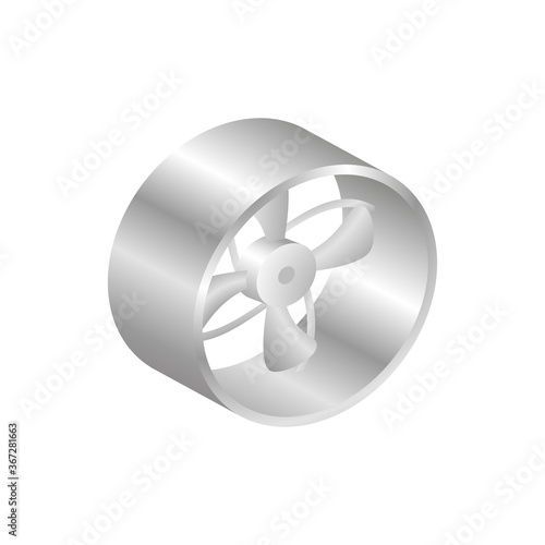Industrial fan made of stainless steel.Vector isometric and 3D view.