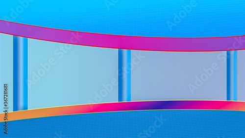 Virtual TV news broadcast studio set background