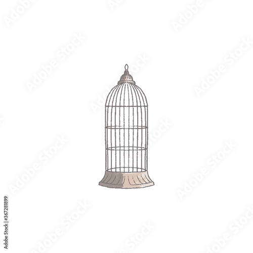 vintage bird cage isolated on white background