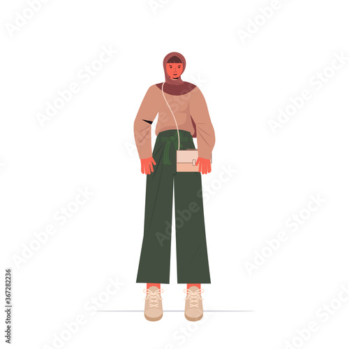 arabic woman in traditional clothes beautiful arab girl female cartoon character standing pose full length isolated vector illustration