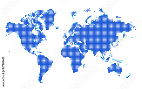 Earth blue world map, Atlantic, dots