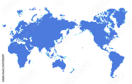 Earth blue world map, Pacific Ocean, dots
