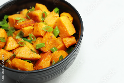 Tasty sweet potatoes with onions.