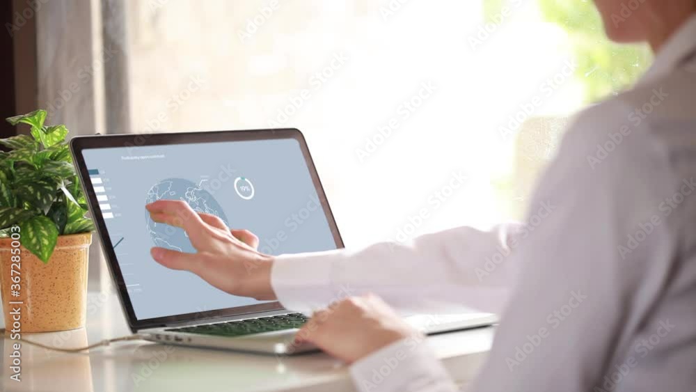 Woman watching graphs on the screen of a laptop Woman watching graphs on the screen of a laptop