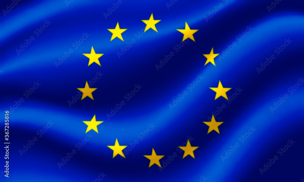 Flag of European Union waving in the wind. Render 3D. Flag of European Union waving in the wind. Render 3D.