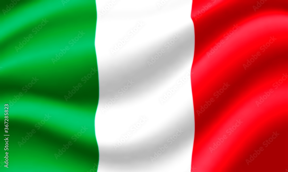 Flag of Italy waving in the wind. Render 3D.