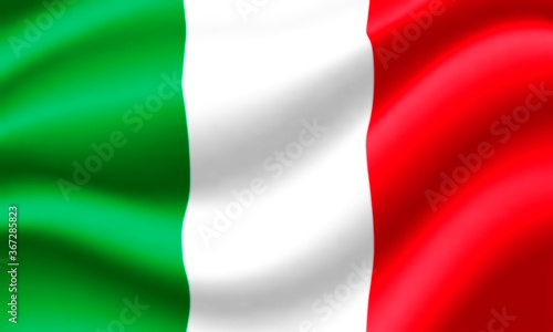 Flag of Italy waving in the wind. Render 3D.