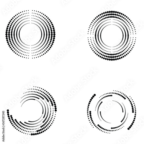 Halftone dots in circle form. round logo . vector dotted frame . design element