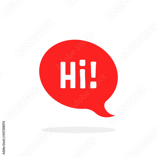 red speech bubble with hi word