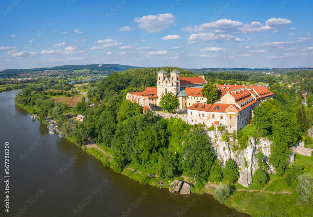 Aerial view of Benedictine Abbey in Tyniec near Krakow, Poland