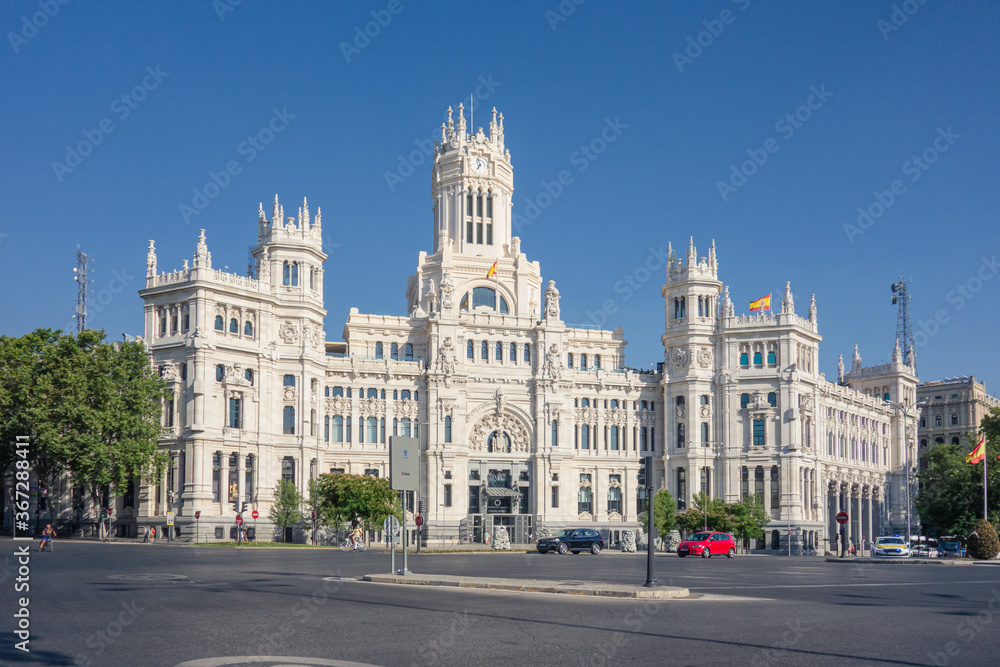 Main facade of the cibeles palace, headquarters of the city of Madrid city hall