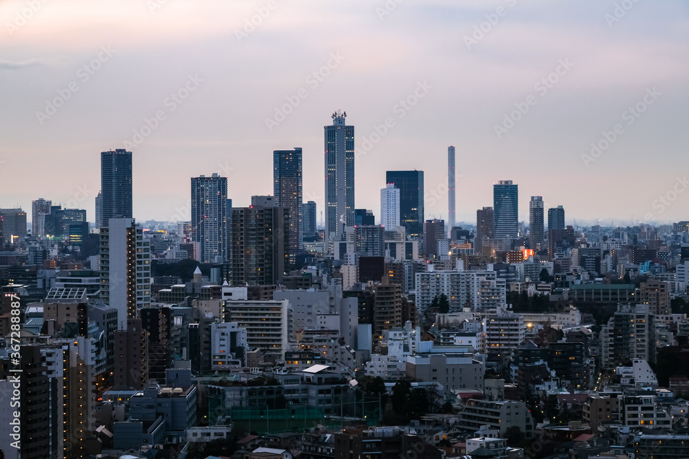 東京 文京シビックセンター 展望ラウンジからの景色 池袋方面 曇天