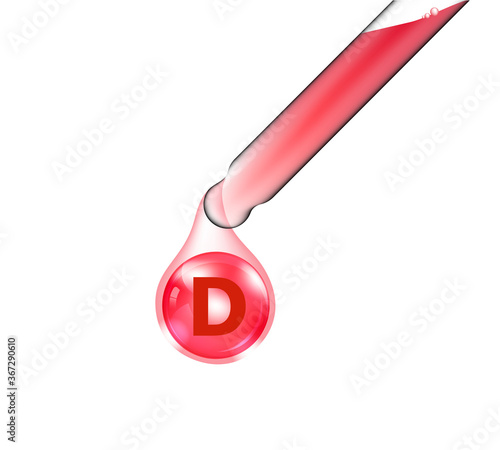 Pipette Tube Mock up Realistic Cosmetic Dropper and Vitamin D oil for Skincare and Beauty merchandise on isolated White Background Illustration. Health Care and Medical Concept Design.