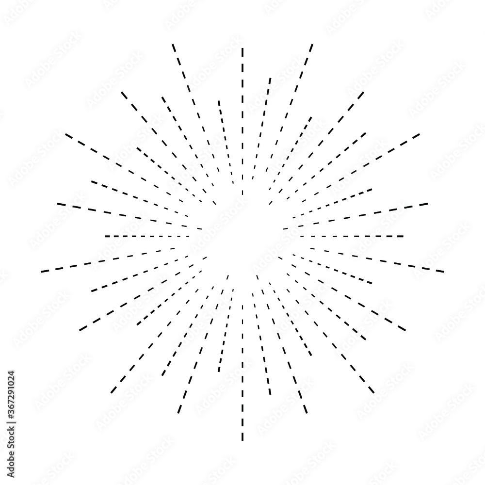 Obraz premium Radial speed Lines in Circle Form for comic books . fireworks Explosion background . Vector Illustration . Starburst round Logo . Circular Design element . Abstract Geometric star rays . Sunburst .