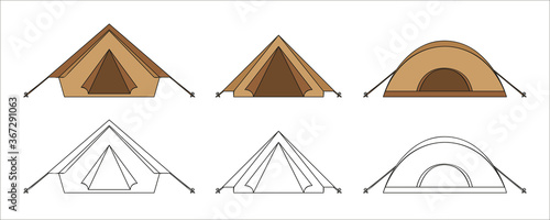 set of tents for camping holiday vector illustration EPS10