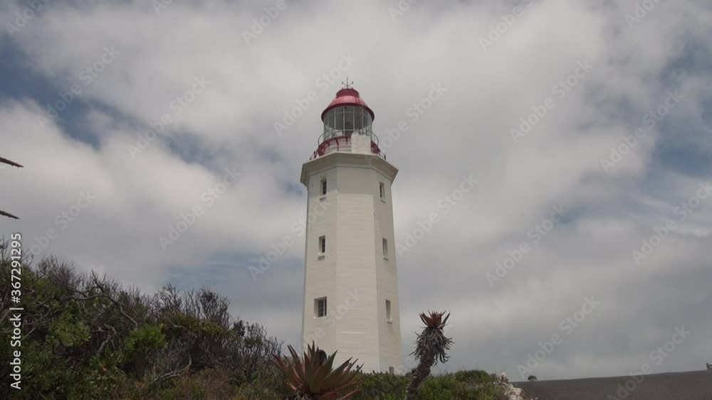 HD summer foggy day video of famous Danger Point Lighthouse on southern
