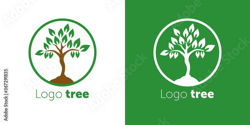 Tree logo with people design set for Vector logo template