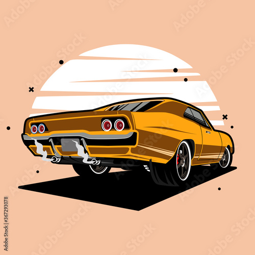 Classic car illustration vector flat design