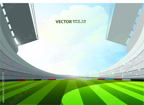 Football Arena. Sports stadium with lights background.