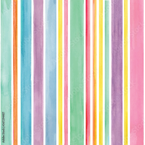 Hand drawn watercolor stripes pattern. colorful.