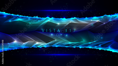 Fantastic space planet terrain vector illustration, cosmos science fiction great 3d design. Usable as abstract background with copy space for title and text.
