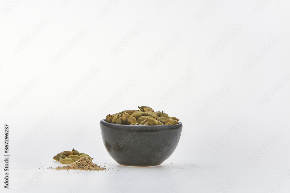 Cardamom shot on white background Cardamom shot on white background
