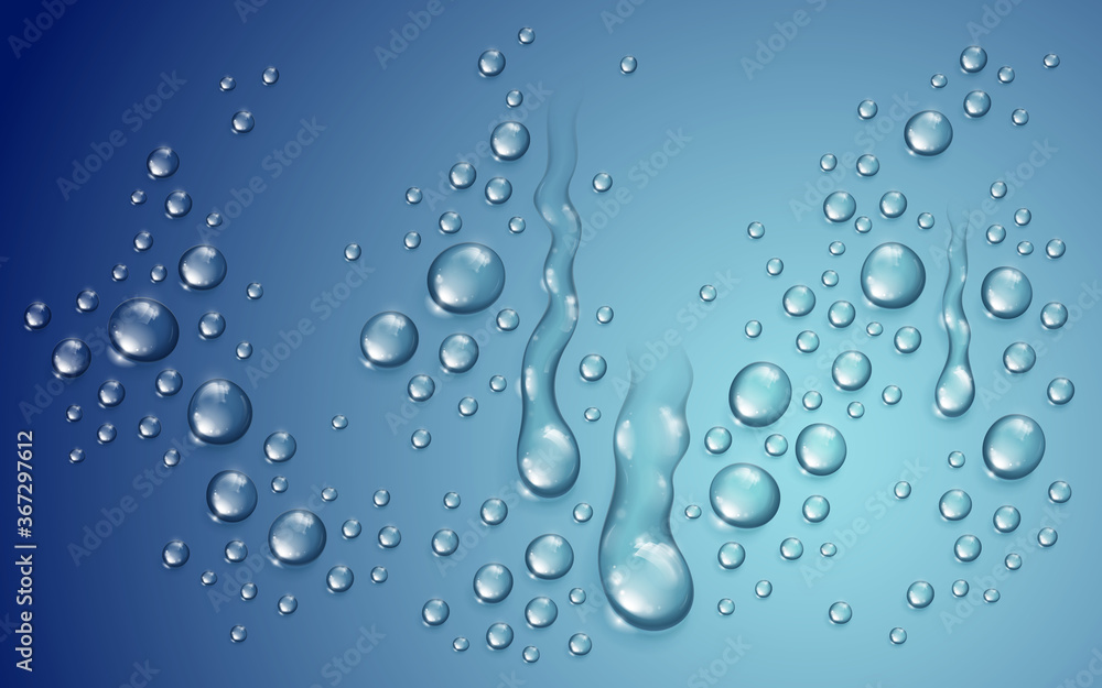 Water drops in shower or pool, condensate or rain droplets realistic  transparent vector illustration, easy to put over any background or use  droplets separately. vector de Stock | Adobe Stock