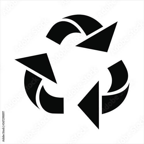 black recycle vector, white color background.
