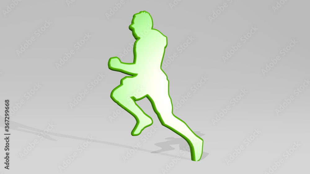athletic sport activity made by 3D illustration of a shiny metallic sculpture with the shadow on light background. athlete and active athletic sport activity made by 3D illustration of a shiny metallic sculpture with the shadow on light background. athlete and active