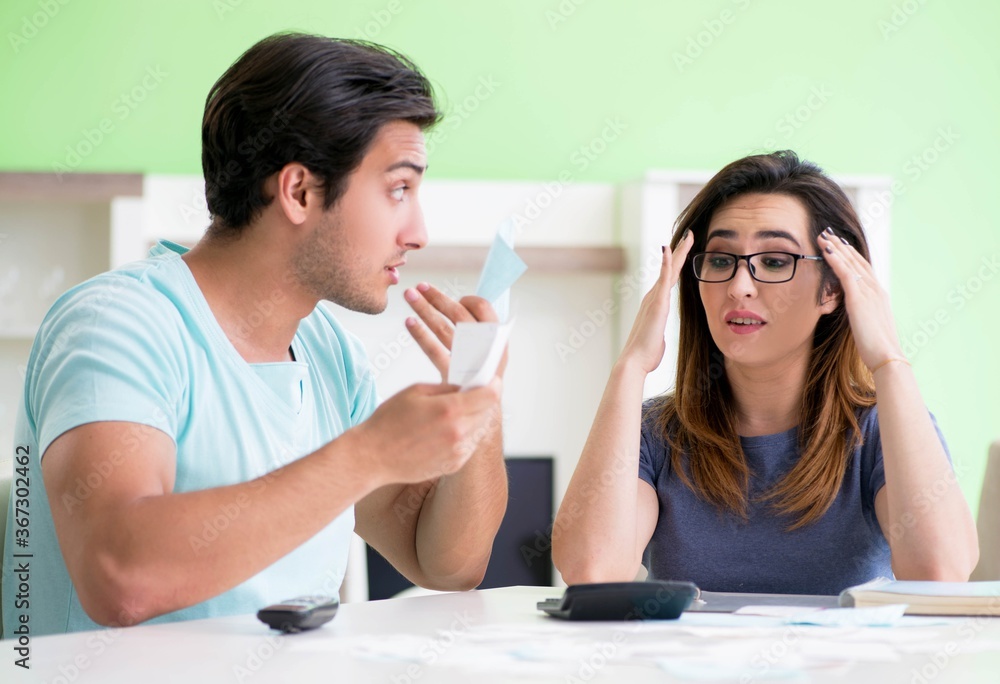 Young family struggling with personal finance Young family struggling with personal finance