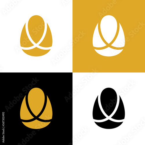 Abstract golden egg logo design, elegant premium egg symbol - Vector