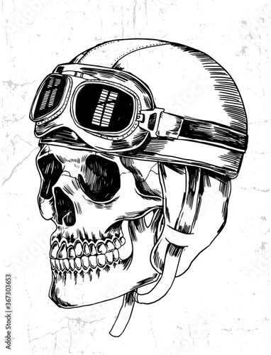 Hand drawn Punk Rock skull with slogan graphic for t shirt print and other uses.