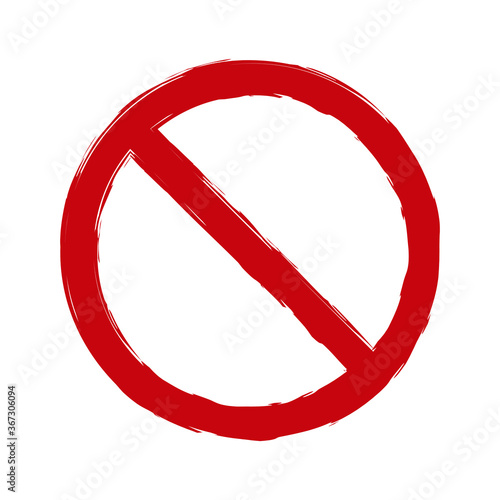 Prohibition symbol. No sign icon. Red forbidden logo. Grunge style texture. Vector illustration image. Isolated on white background.