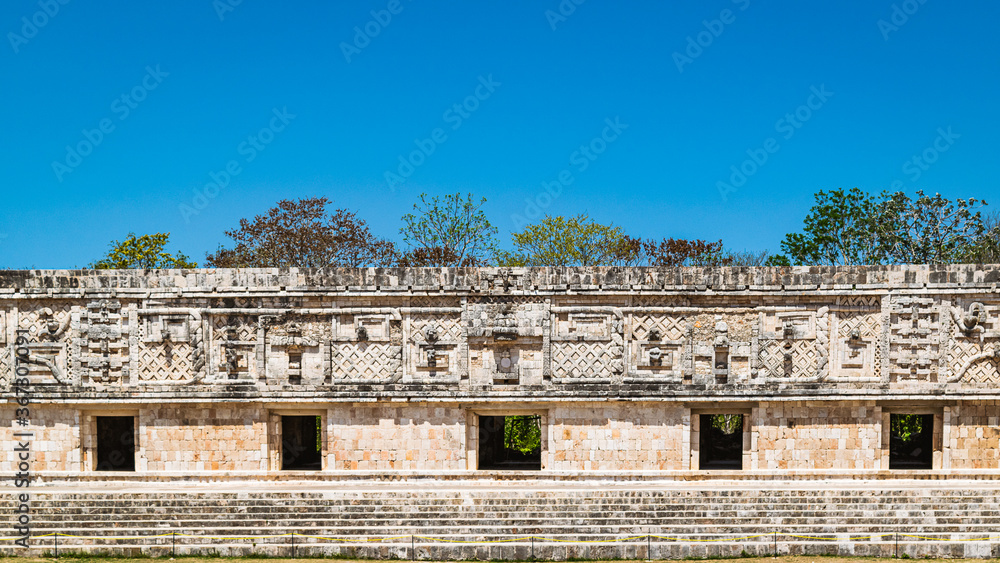 The Governor's Palace in Uxmal archeological site. Mayan ruins in Yucatan, Mexico