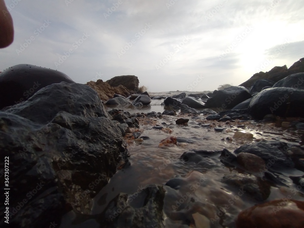Landscape view of seashore with beautiful of rocks Landscape view of seashore with beautiful of rocks