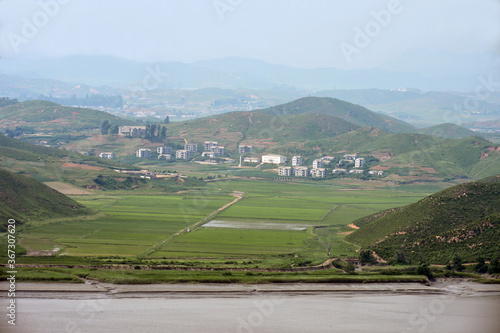 North Korean village view from the South korean Aegibong Observatory