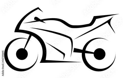 Vector illustration of a fast supersport motorcycle with a dynamic black silhouette photo