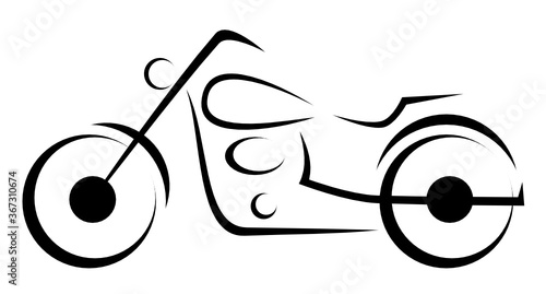 Vector illustration of a chopper motorcycle with a dynamic black silhouette