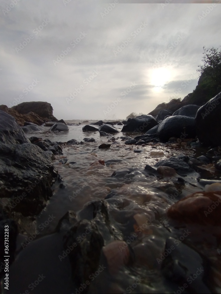Landscape view of seashore with beautiful of rocks Landscape view of seashore with beautiful of rocks